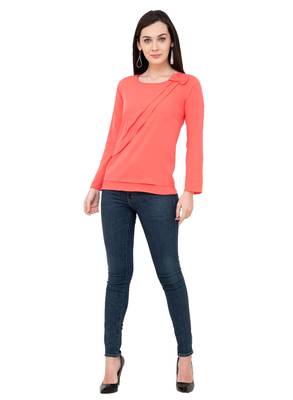 Red plain crepe tops 5