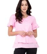 Pink plain crepe tops