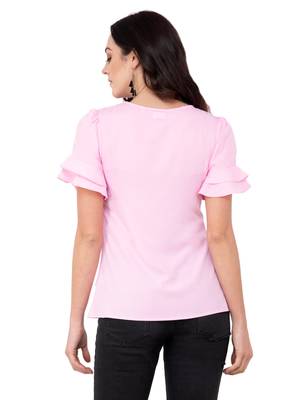 Pink plain crepe tops 3