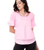 Pink plain crepe tops