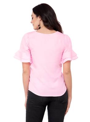 Pink plain crepe tops 3