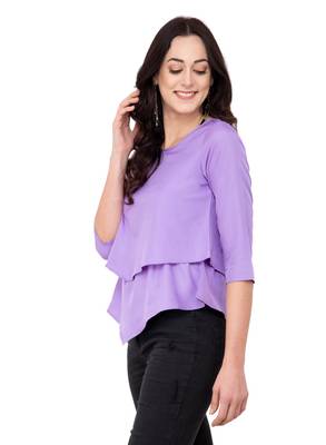 Purple plain crepe tops 2