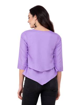 Purple plain crepe tops 3