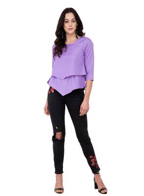 Purple plain crepe tops 5