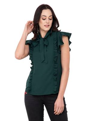 Green plain crepe tops 1