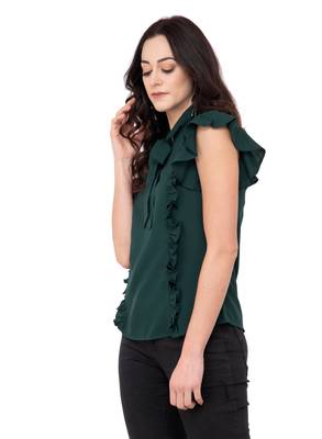 Green plain crepe tops 2