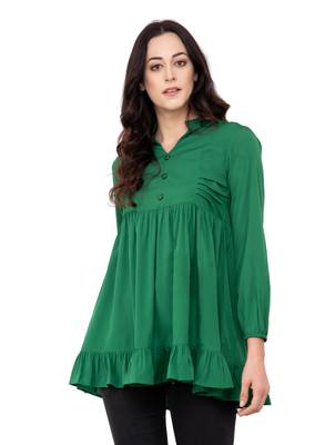 Green plain crepe tops 1