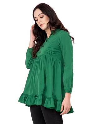 Green plain crepe tops 2
