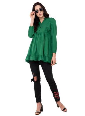 Green plain crepe tops 5