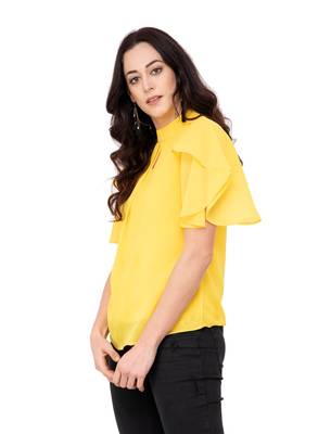 Yellow plain georgette tops 2