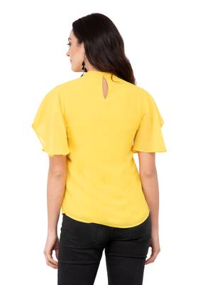 Yellow plain georgette tops 3