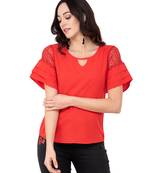 Red plain crepe tops