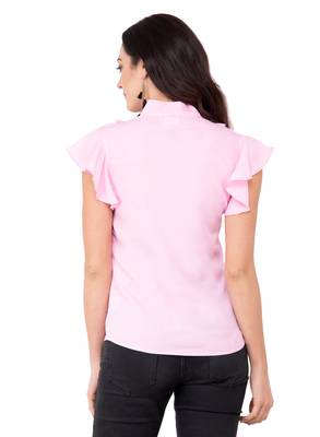Pink plain crepe tops 3