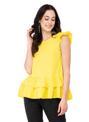 Yellow plain crepe tops 1