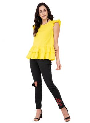 Yellow plain crepe tops 5