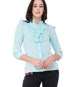 blue plain crepe tops