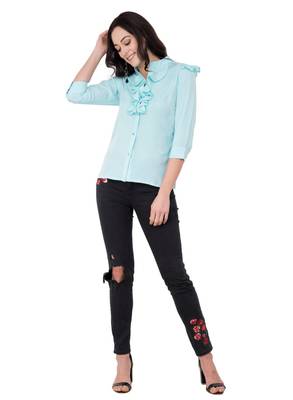 blue plain crepe tops 5