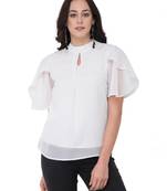 White plain georgette tops