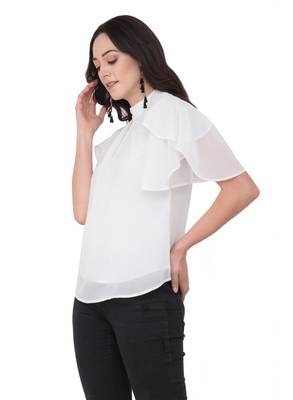 White plain georgette tops 2