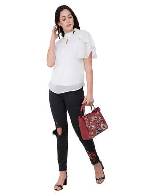 White plain georgette tops 5