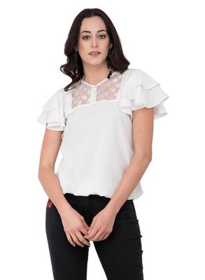 White plain crepe tops 1