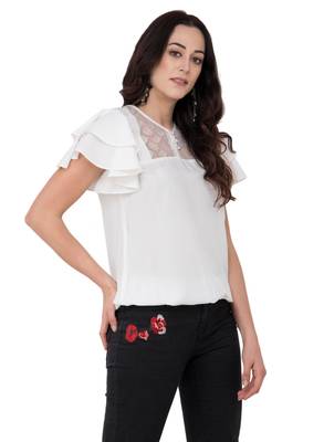 White plain crepe tops 2
