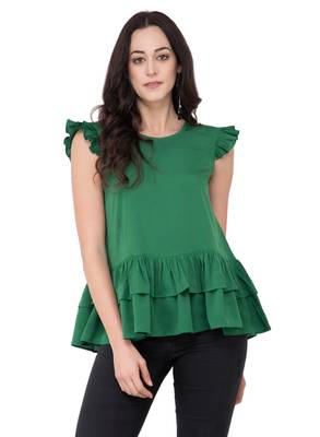 Green plain crepe tops 1