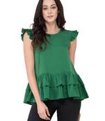 Green plain crepe tops