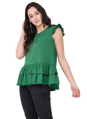 Green plain crepe tops 2