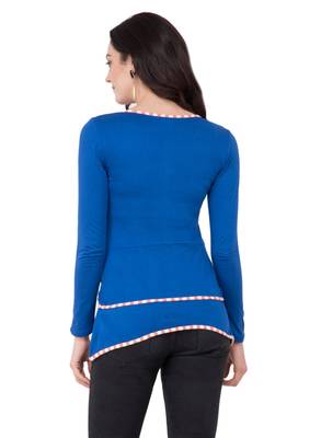 Blue plain polyester tops 3