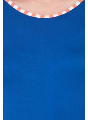 Blue plain polyester tops 4