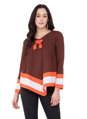 Brown plain crepe tops 1