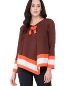 Brown plain crepe tops