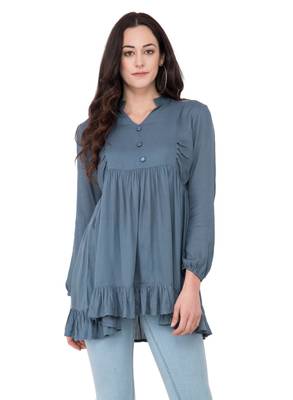 Grey plain polyester tops 1