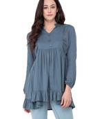 Grey plain polyester tops