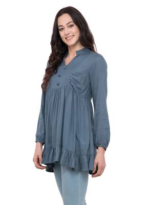 Grey plain polyester tops 2