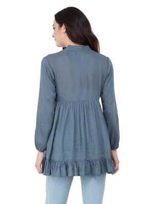 Grey plain polyester tops 3