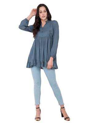 Grey plain polyester tops 5