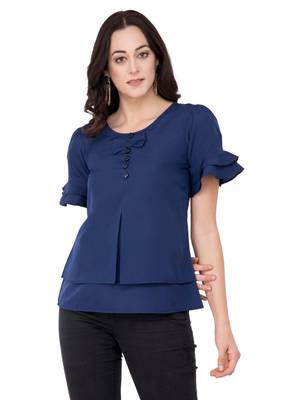 Blue plain crepe tops 1