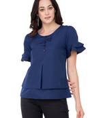 Blue plain crepe tops