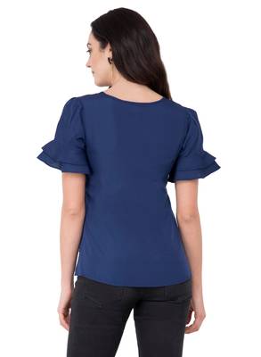 Blue plain crepe tops 3