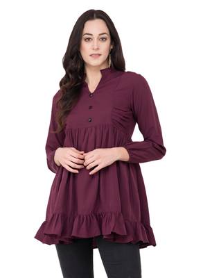 Brown plain crepe tops 1