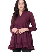 Brown plain crepe tops