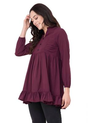 Brown plain crepe tops 2