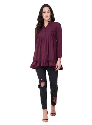 Brown plain crepe tops 5