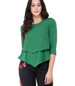Green plain crepe tops