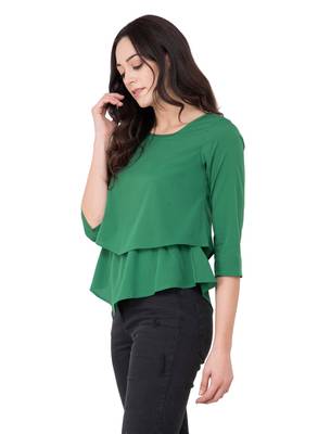 Green plain crepe tops 2