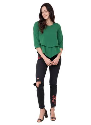 Green plain crepe tops 5