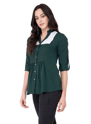 Green plain crepe tops 2