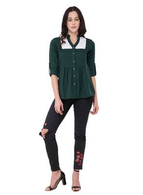 Green plain crepe tops 5